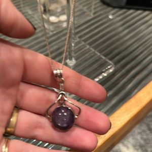 sterling silver statement necklace with beautiful purple stone